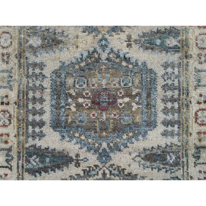 Tribal & Geometric Wool Hand Knotted Rug Ivory Merino Ivory 2.7X24.1 -O065824