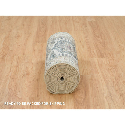 Tribal & Geometric Wool Hand Knotted Rug Ivory Merino Ivory 2.7X24.1 -O065824