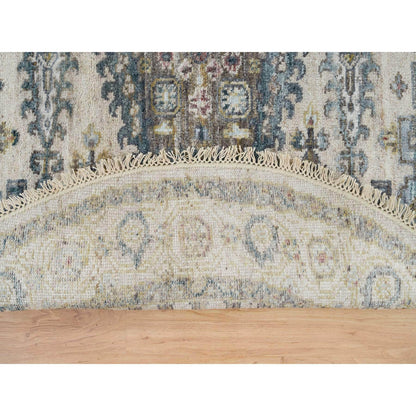 Tribal & Geometric Wool Hand Knotted Rug Ivory Old Lace Ivory 4.11X4.11 -O065825