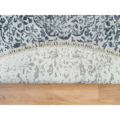 Transitional Wool & Silk Hand Knotted Rug Grey No Border 5.11X5.11 -O065829