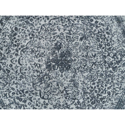 Transitional Wool & Silk Hand Knotted Rug Grey No Border 5.11X5.11 -O065829