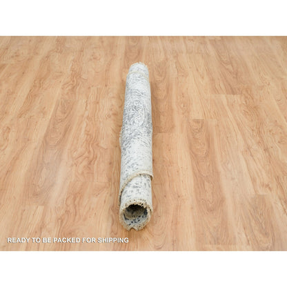 Transitional Wool & Silk Hand Knotted Rug Grey No Border 5.11X5.11 -O065829