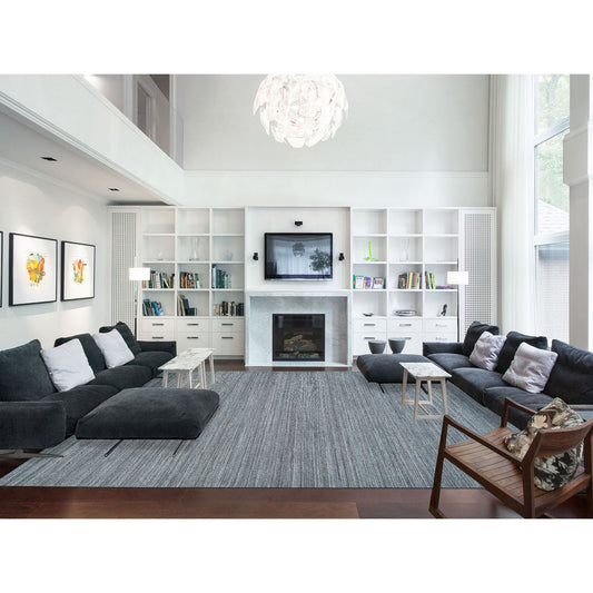 Modern and Contemporary Wool Hand Loomed Rug Grey No Border 12.0X14.11 -O065836