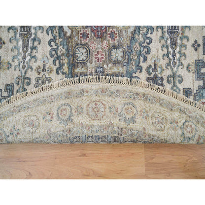 Tribal & Geometric Wool Hand Knotted Rug Ivory Eggshell Ivory 5.10X5.10 -O065837