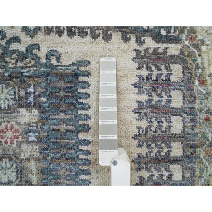 Tribal & Geometric Wool Hand Knotted Rug Ivory Eggshell Ivory 5.10X5.10 -O065837