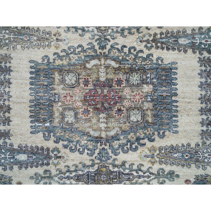 Tribal & Geometric Wool Hand Knotted Rug Ivory Eggshell Ivory 5.10X5.10 -O065837