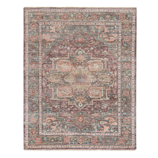 Tribal & Geometric Wool Hand Knotted Rug Red Gray 7.10X10.0 -O065842