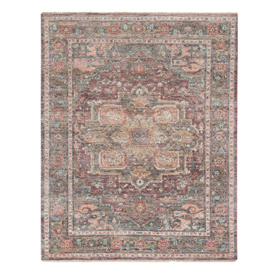 Tribal & Geometric Wool Hand Knotted Rug Red Gray 7.10X10.0 -O065842