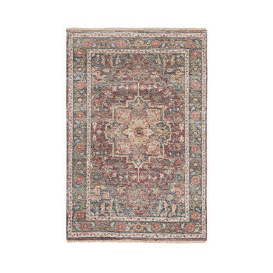 Tribal & Geometric Wool Hand Knotted Rug Red Gray 3.10X5.11 -O065846