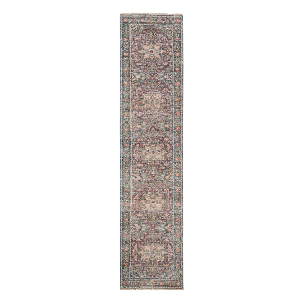 Red 2'6" x 11'9" Tribal & Geometric Gainsboro Hand knotted Wool Rug - Sku: O065849