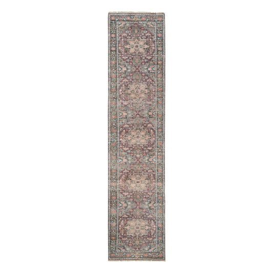 Tribal & Geometric Wool Hand Knotted Rug Red Gainsboro 2.6X11.9 -O065849