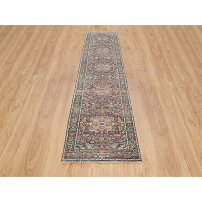 Tribal & Geometric Wool Hand Knotted Rug Red Gainsboro 2.6X11.9 -O065849