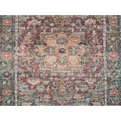 Tribal & Geometric Wool Hand Knotted Rug Red Gainsboro 2.6X11.9 -O065849