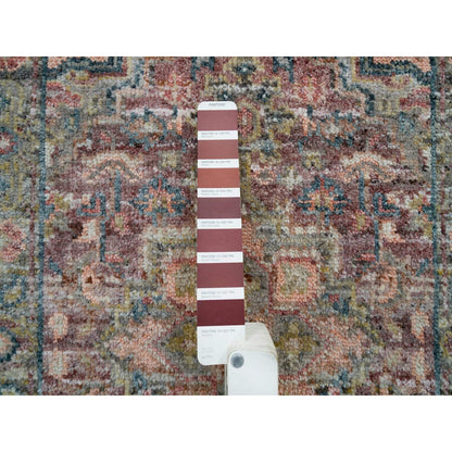 Tribal & Geometric Wool Hand Knotted Rug Red Gray 1.11X3.1 -O065853