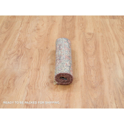 Tribal & Geometric Wool Hand Knotted Rug Red Gray 1.11X3.1 -O065853