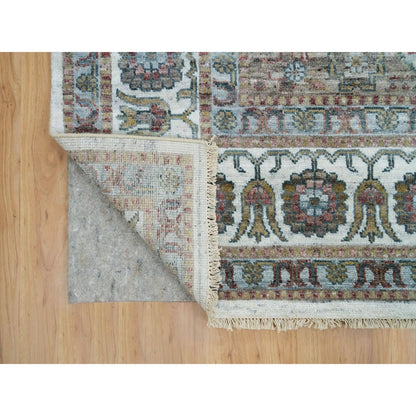 Tribal & Geometric Wool Hand Knotted Rug Ivory Vista White 8.10X11.10 -O065856
