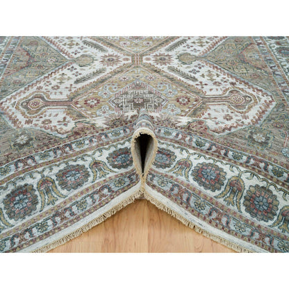 Tribal & Geometric Wool Hand Knotted Rug Ivory Vista White 8.10X11.10 -O065856