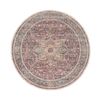 Tribal & Geometric Wool Hand Knotted Rug Red Gray 5.11X5.11 -O065860