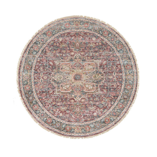 Tribal & Geometric Wool Hand Knotted Rug Red Gray 5.11X5.11 -O065860