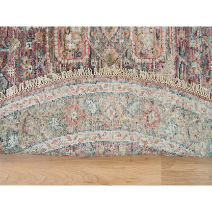 Tribal & Geometric Wool Hand Knotted Rug Red Gray 5.11X5.11 -O065860