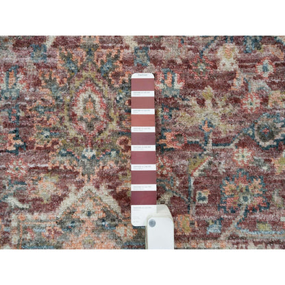 Tribal & Geometric Wool Hand Knotted Rug Red Gray 5.11X5.11 -O065860