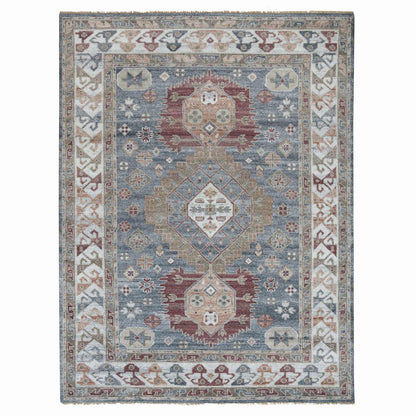 Tribal & Geometric Wool Hand Knotted Rug Grey Ivory 9.1X12.2 -O065863