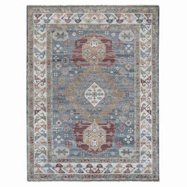 Tribal & Geometric Wool Hand Knotted Rug Grey Ivory 9.1X12.2 -O065863