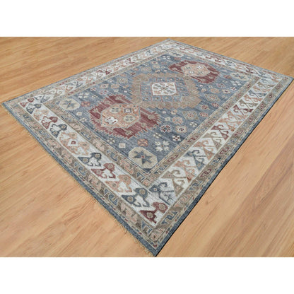 Tribal & Geometric Wool Hand Knotted Rug Grey Ivory 9.1X12.2 -O065863