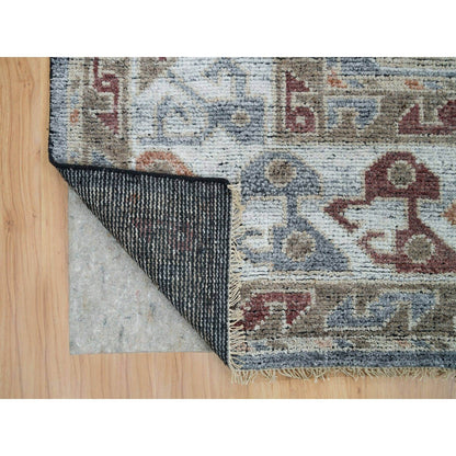 Tribal & Geometric Wool Hand Knotted Rug Grey Ivory 9.1X12.2 -O065863
