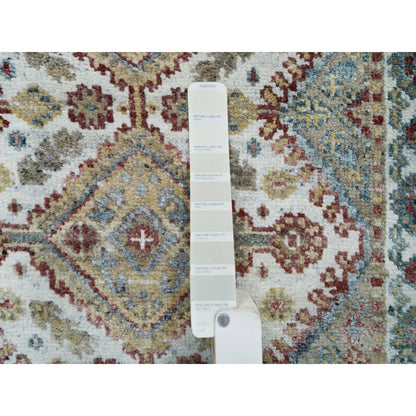 Tribal & Geometric Wool Hand Knotted Rug Ivory Swan White 2.6X14.1 -O065865