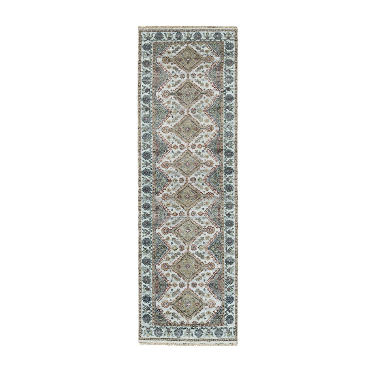 Ivory 2'7" x 8'0" Tribal & Geometric Lexicon Hand knotted Wool Rug - Sku: O065866