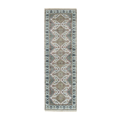 Tribal & Geometric Wool Hand Knotted Rug Ivory Lexicon White 2.7X8.0 -O065866