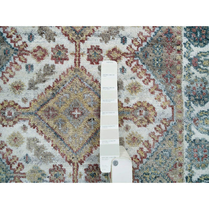 Tribal & Geometric Wool Hand Knotted Rug Ivory Lexicon White 2.7X8.0 -O065866