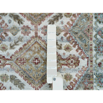 Tribal & Geometric Wool Hand Knotted Rug Ivory Anti-Flash White 2.6X9.9 -O065867