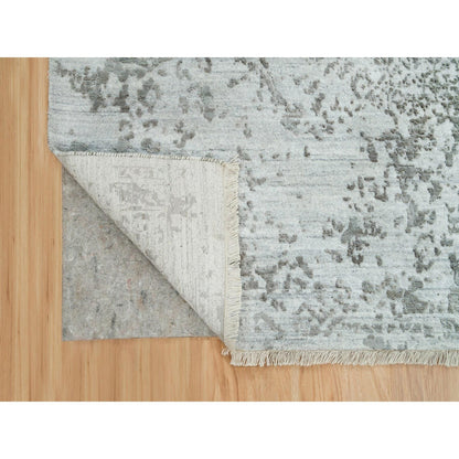 Transitional Wool & Silk Hand Knotted Rug Grey No Border 8.0X10.2 -O065872