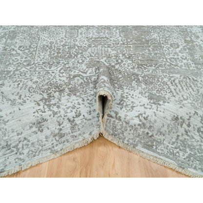 Transitional Wool & Silk Hand Knotted Rug Grey No Border 8.0X10.2 -O065872