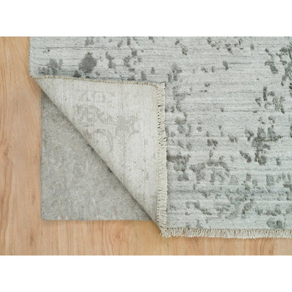 Transitional Wool & Silk Hand Knotted Rug Grey No Border 8.11X11.11 -O065873