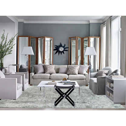 Transitional Wool & Silk Hand Knotted Rug Grey No Border 9.11X14.0 -O065874