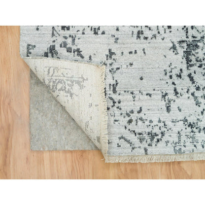 Transitional Wool & Silk Hand Knotted Rug Grey No Border 9.0X12.2 -O065876