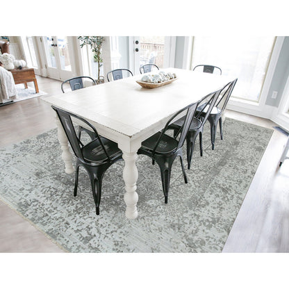 Transitional Wool & Silk Hand Knotted Rug Grey No Border 8.11X12.1 -O065877