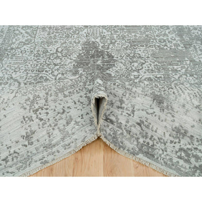 Transitional Wool & Silk Hand Knotted Rug Grey No Border 8.11X12.1 -O065877