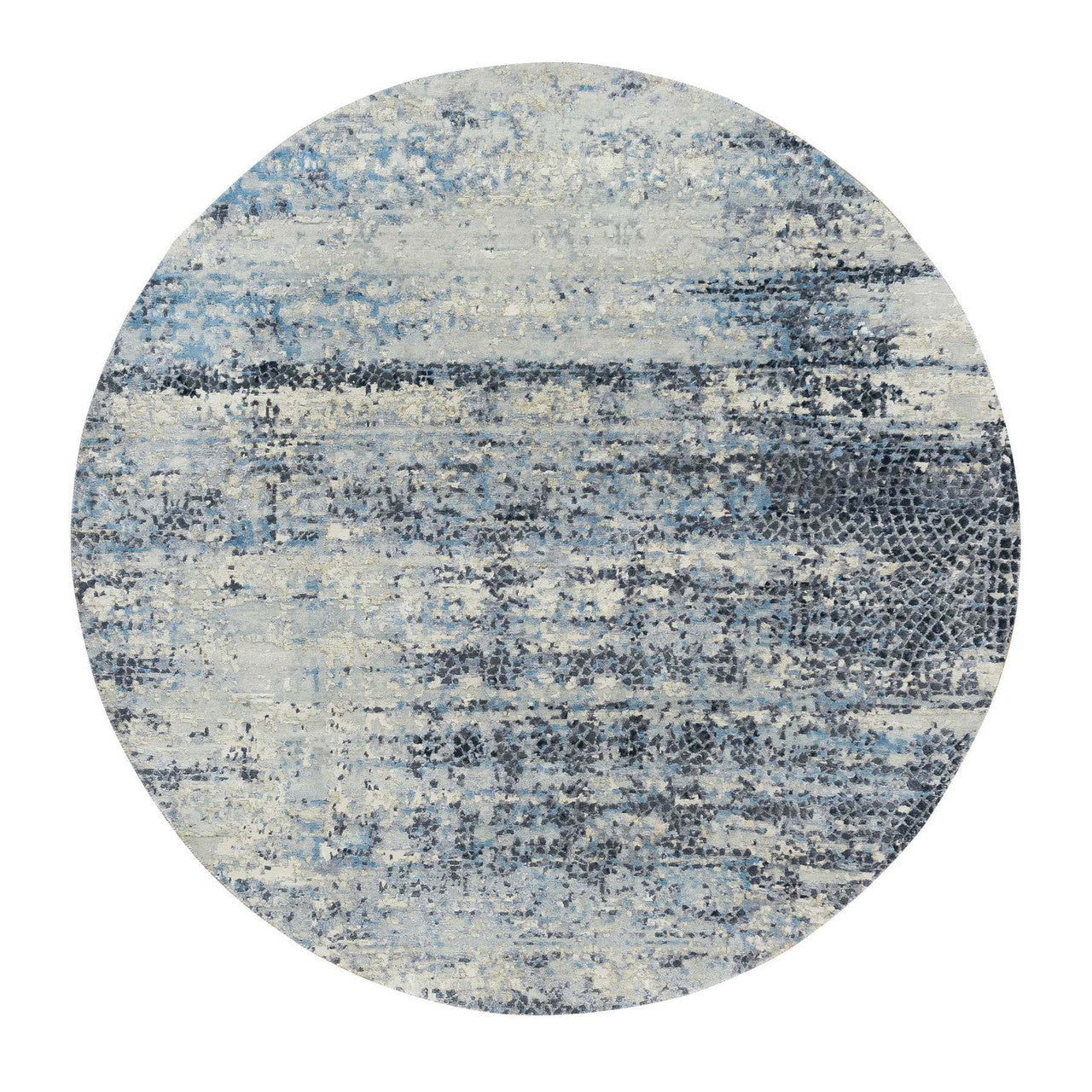 Modern and Contemporary Wool & Silk Hand Knotted Rug Grey No Border 6.11X6.11 -O065879