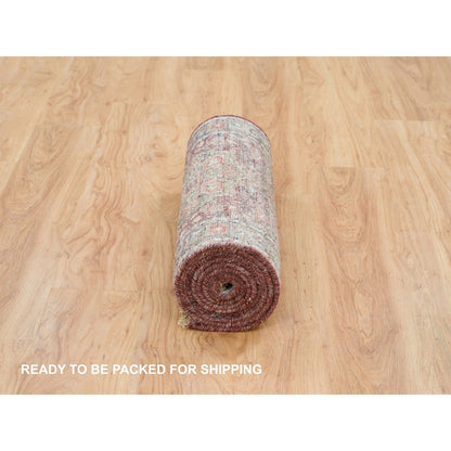 Tribal & Geometric Wool Hand Knotted Rug Red Gray 2.6X9.10 -O065882