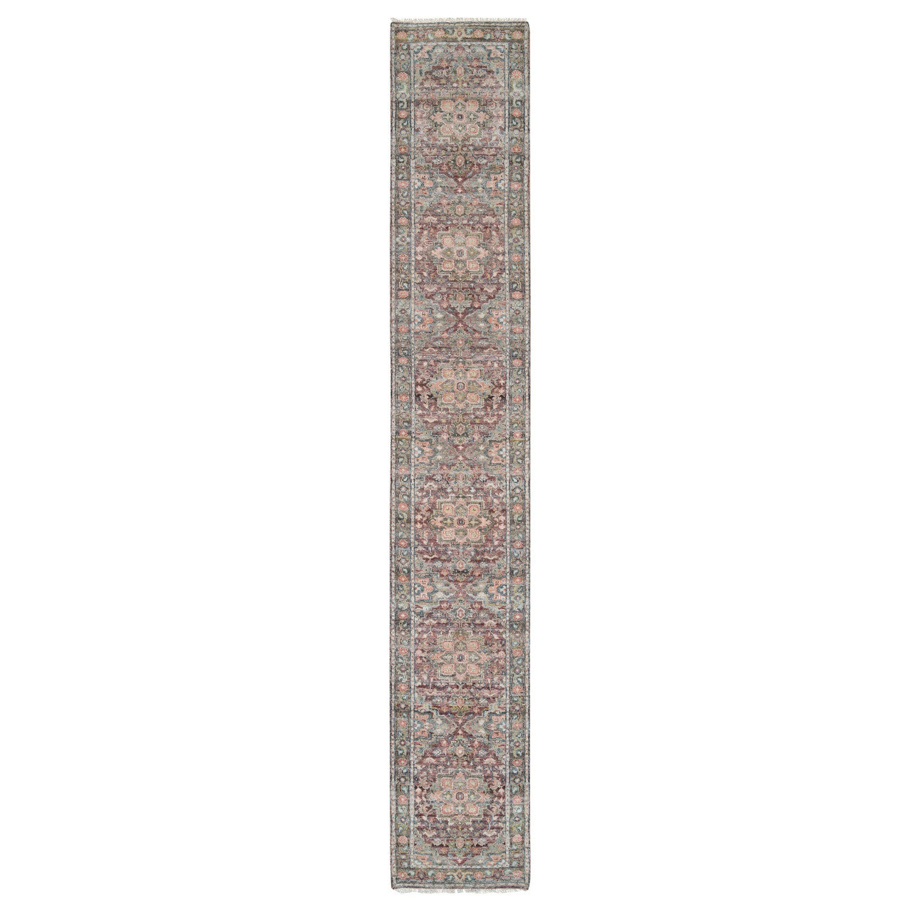 Red 2'6" x 15'8" Tribal & Geometric Hand knotted Wool Rug - Sku: O065883