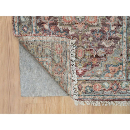 Tribal & Geometric Wool Hand Knotted Rug Red Gray 2.6X15.8 -O065883