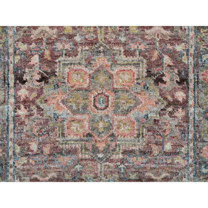 Tribal & Geometric Wool Hand Knotted Rug Red Gray 2.6X15.8 -O065883