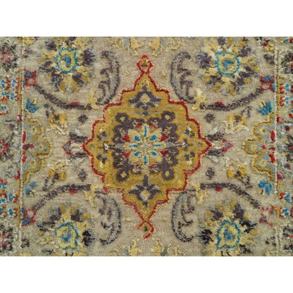 Transitional Wool & Silk Hand Knotted Rug Beige Khaki 2.0X3.0 -O065885