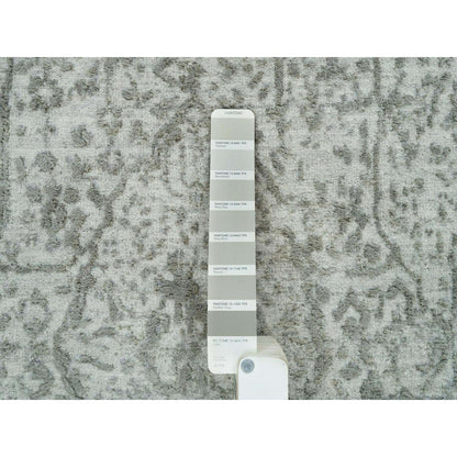 Transitional Wool & Silk Hand Knotted Rug Grey No Border 2.6X15.10 -O065890
