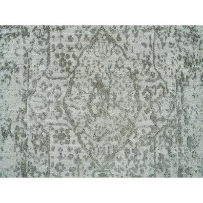 Transitional Wool & Silk Hand Knotted Rug Grey No Border 2.6X15.10 -O065890