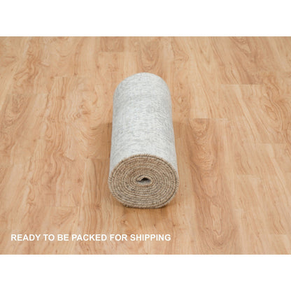 Transitional Wool & Silk Hand Knotted Rug Grey No Border 2.6X15.10 -O065890